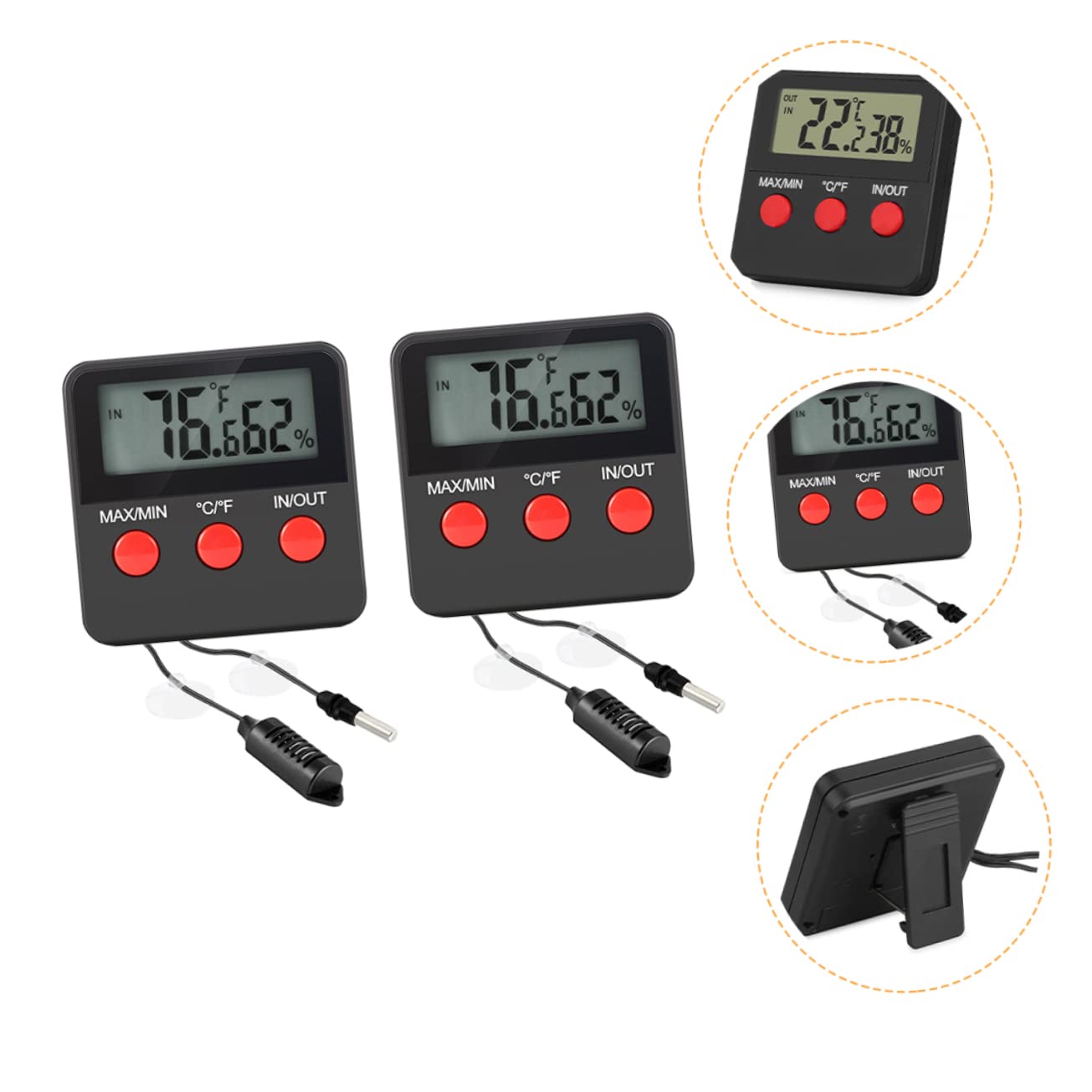 FRCOLOR 4 Juegos De Termómetros Digitales Para Tanques De Reptiles Medidor De Temperatura Preciso Y Sensor De Humedad Para Cajas De Serpientes Y Lagartos.