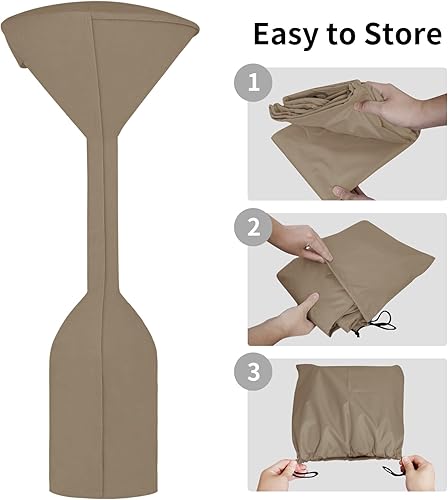 Miniatura 32 de Easy-Going Funda para calentador de patio con cremallera y bolsa de almacenamiento, cubierta impermeable para calentador de exterior, a prueba