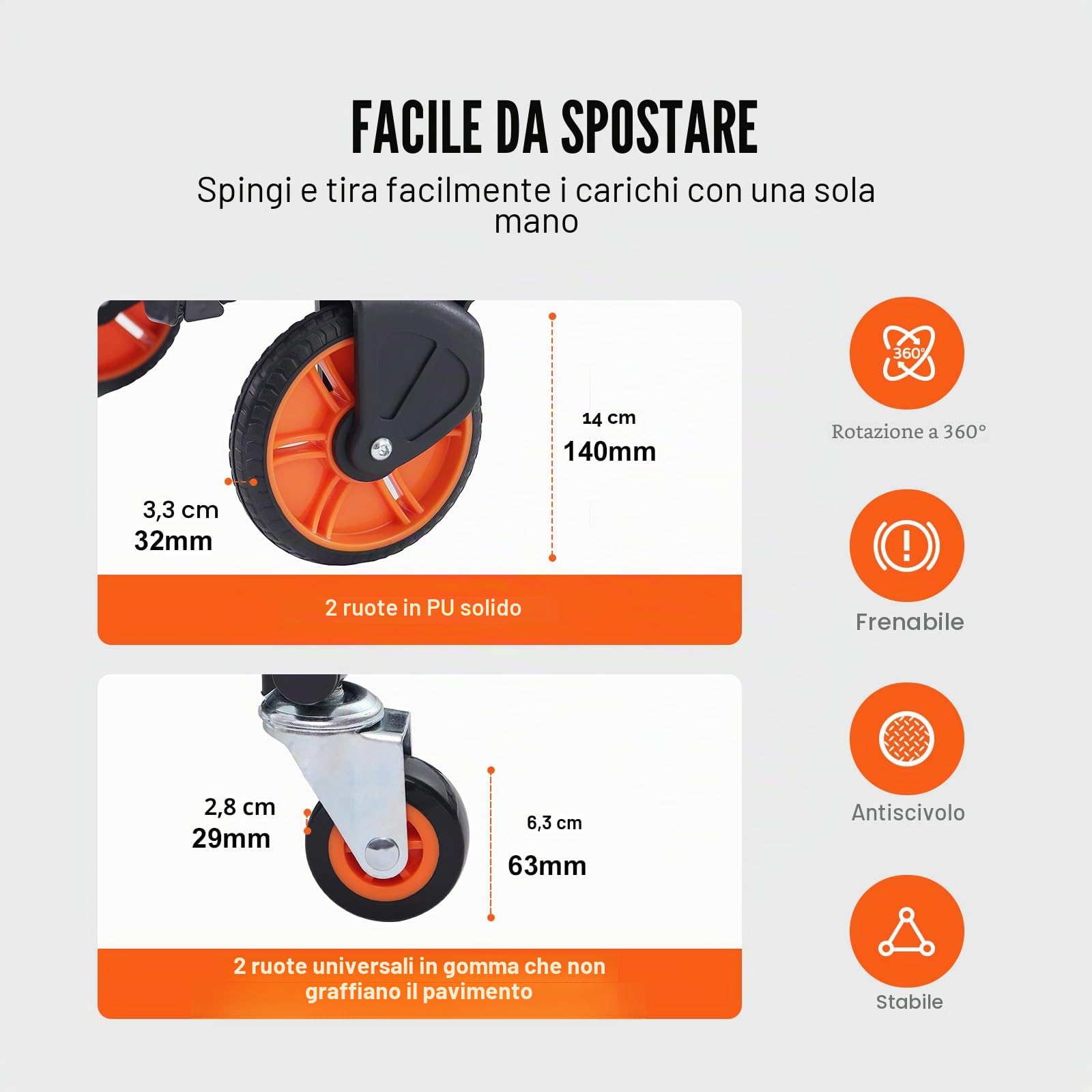VEVOR Carrello a Mano Pieghevole in Alluminio, Carrello Portacarichi Max. 136kg, Piattaforma Ruote per Trasporto di Merci da Magazzino