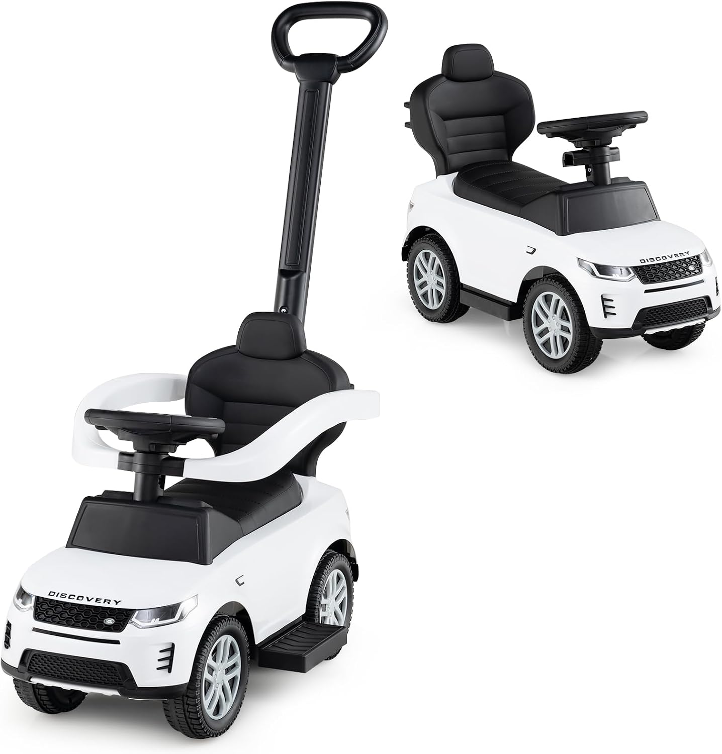 HONEY JOY Ride On Push Car for Toddlers, Licensed Land Rover Ride On Sliding Car w/Handle & Handrails, Music & Lights, Under Seat Storage, No Batteries, Kids Ride On Toys for Boys and Girls (White)