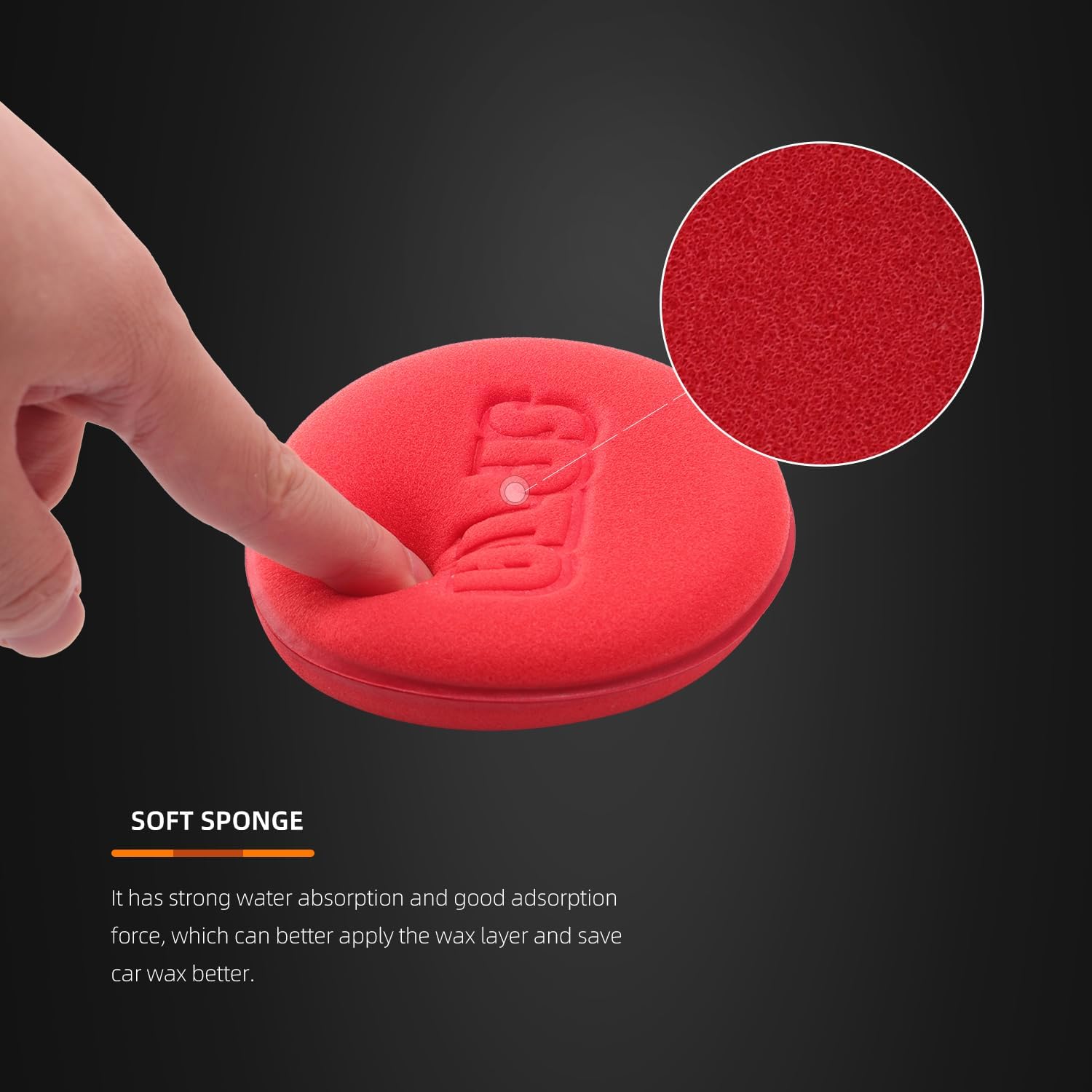 SPTA Hand Polishing Sponge, Set of 10 Car Cleaning Sponges, Microfiber Sponge for Car Polishing, Wax Applicator Pads with Carnauba Wax for Polishing Details image 4
