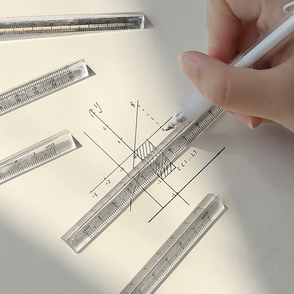 Transparent Triangular Ruler,Clear Acrylic Straight Ruler Three-Sided Ruler Measuring Tool Lightweight for Office School - Image 3