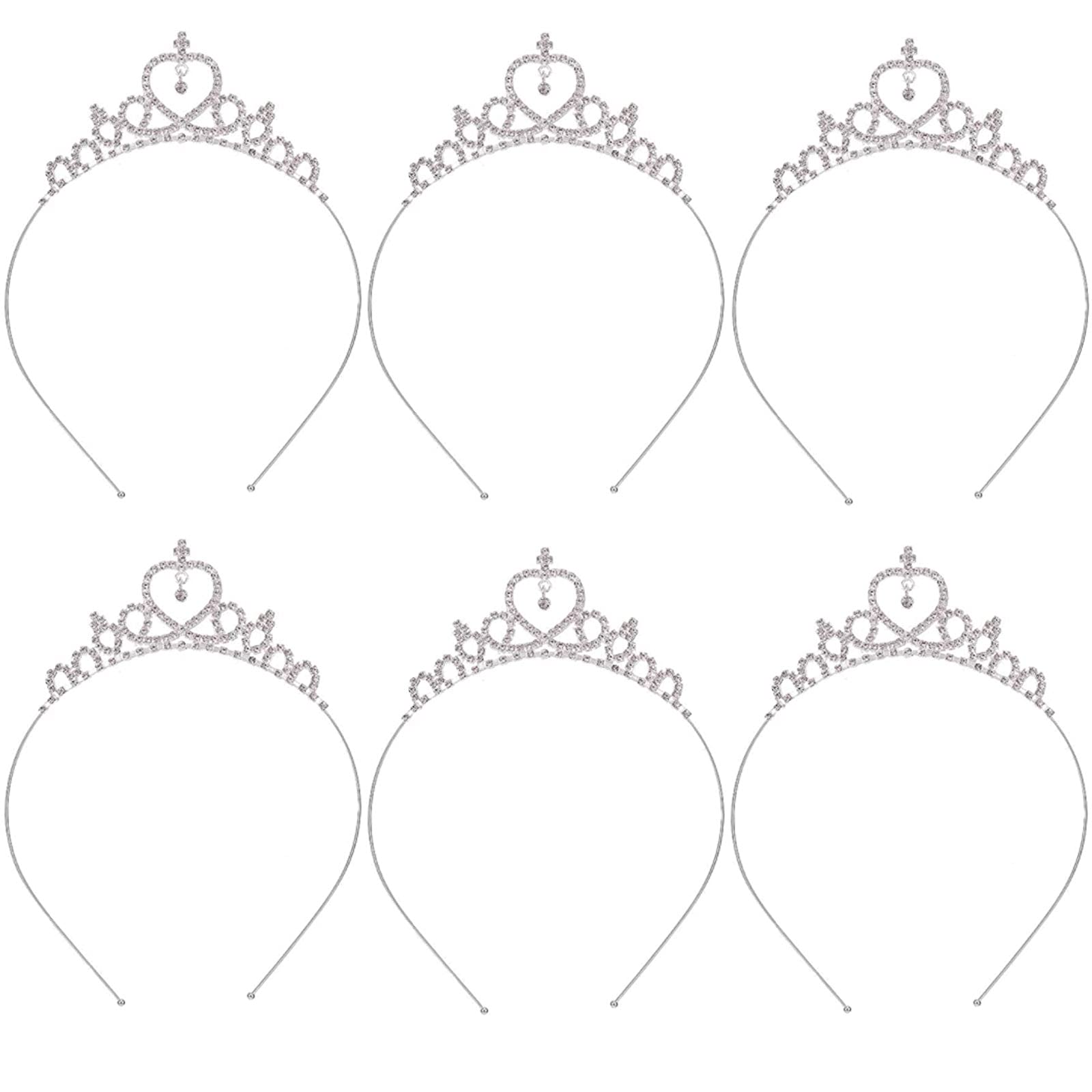 SPJUMHONG73 Diadema de Princesa Corona de Cristal 6pcs Tiara Corona de Cristal con Diamantes de Imitación Tiara Corona Diadema Princesa Tiara Corona Diadema Princesa Tiara Corona de Princesa para Niños Chicas