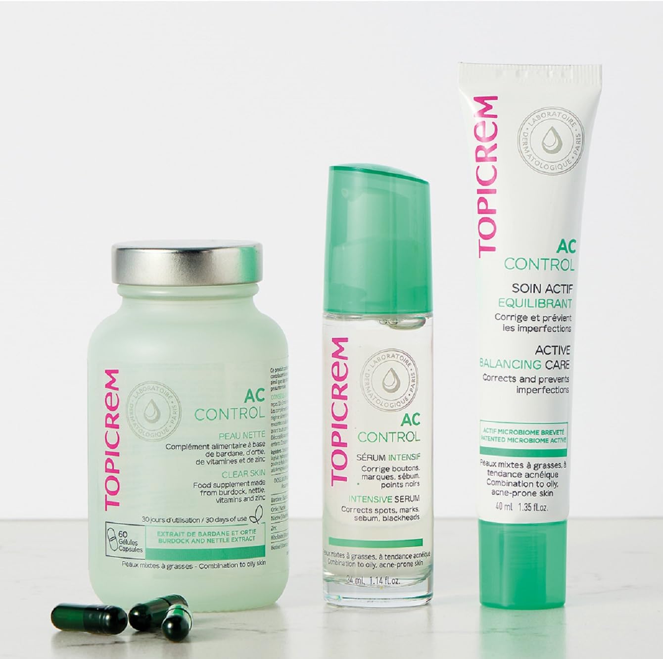Topicrem - Cura equilibrante AC Control - Cura anti imperfezioni e regolatore di sebo - Pelle sensibile mista a grassa, tendenza acneica - adolescenti e adulti - 40 ml (Confezione da 2)