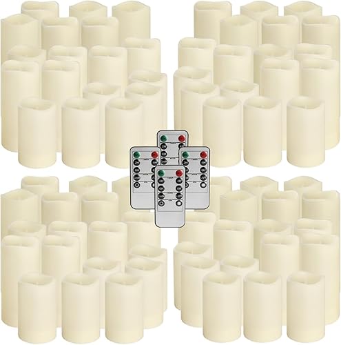 Miniatura 8 de Velas LED parpadeantes sin llama con efecto corteza de abedul, juego de 9 velas de pilar de cera real que funcionan con pilas con control remoto de
