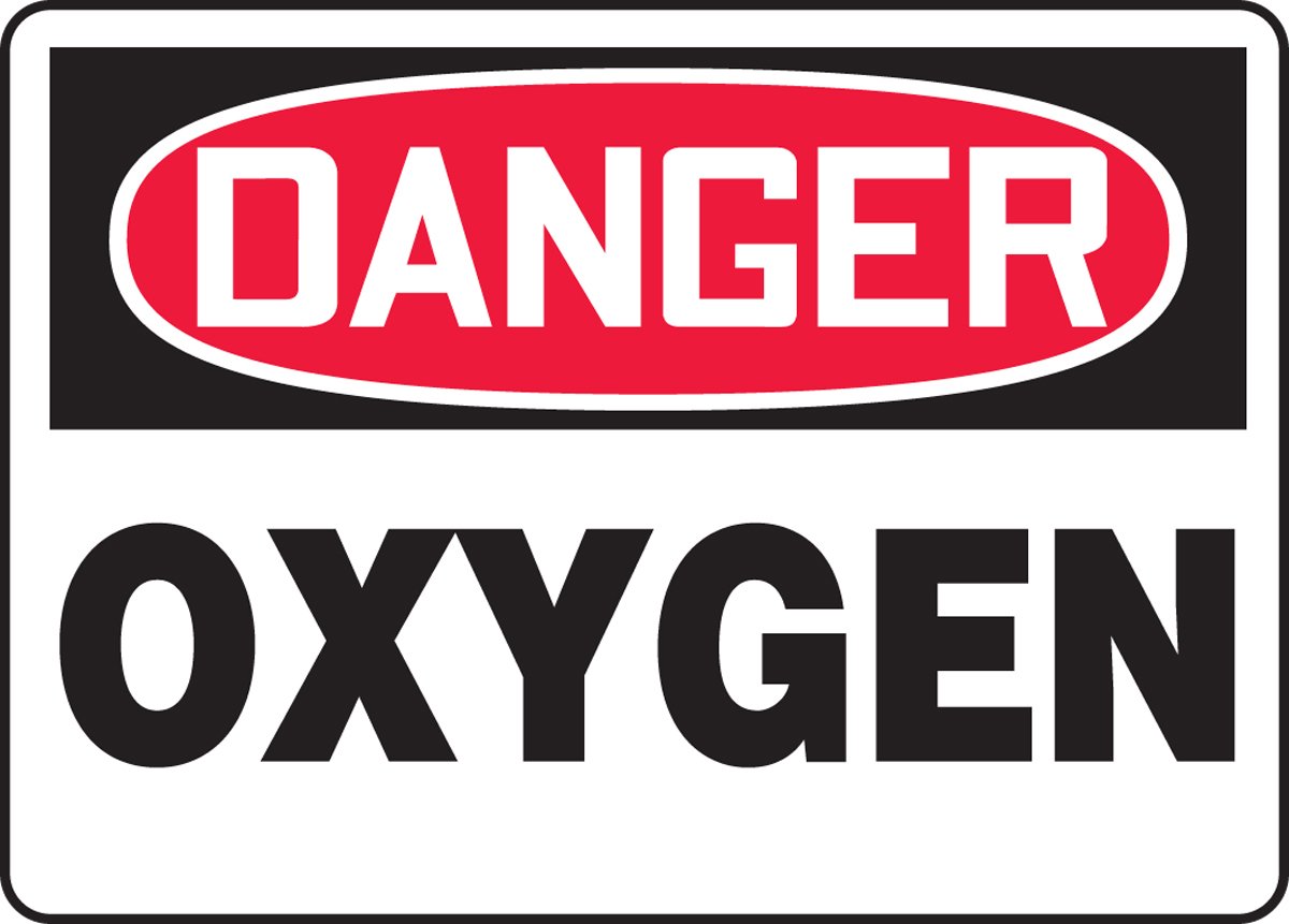 Autocollant Danger Oxygène 18x25cm pour Identifier les Risques de Gaz