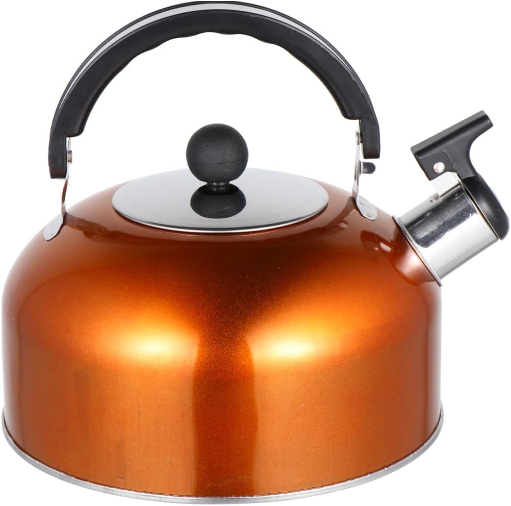 VALICLUD Stainless Steel Whistling Tea Kettle 7.48 Inch Boiling Kettle with Ergonomic Handle Non-Drip Spout for Stovetop Induction Cooktop Home and Office