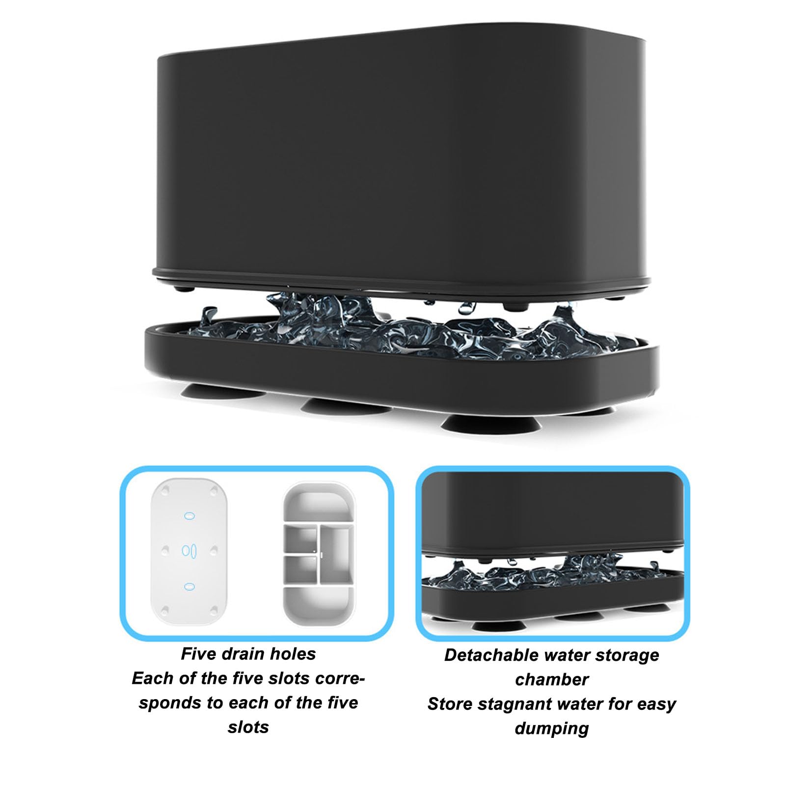Wakects Portaspazzolino in Silicone per Dentifricio, Supporto per Spazzolino in Silicone a 5 Slot con Fori di Drenaggio, Organizer da Appoggio per Bagno con Aspirazione a Parete per Spazzolini da