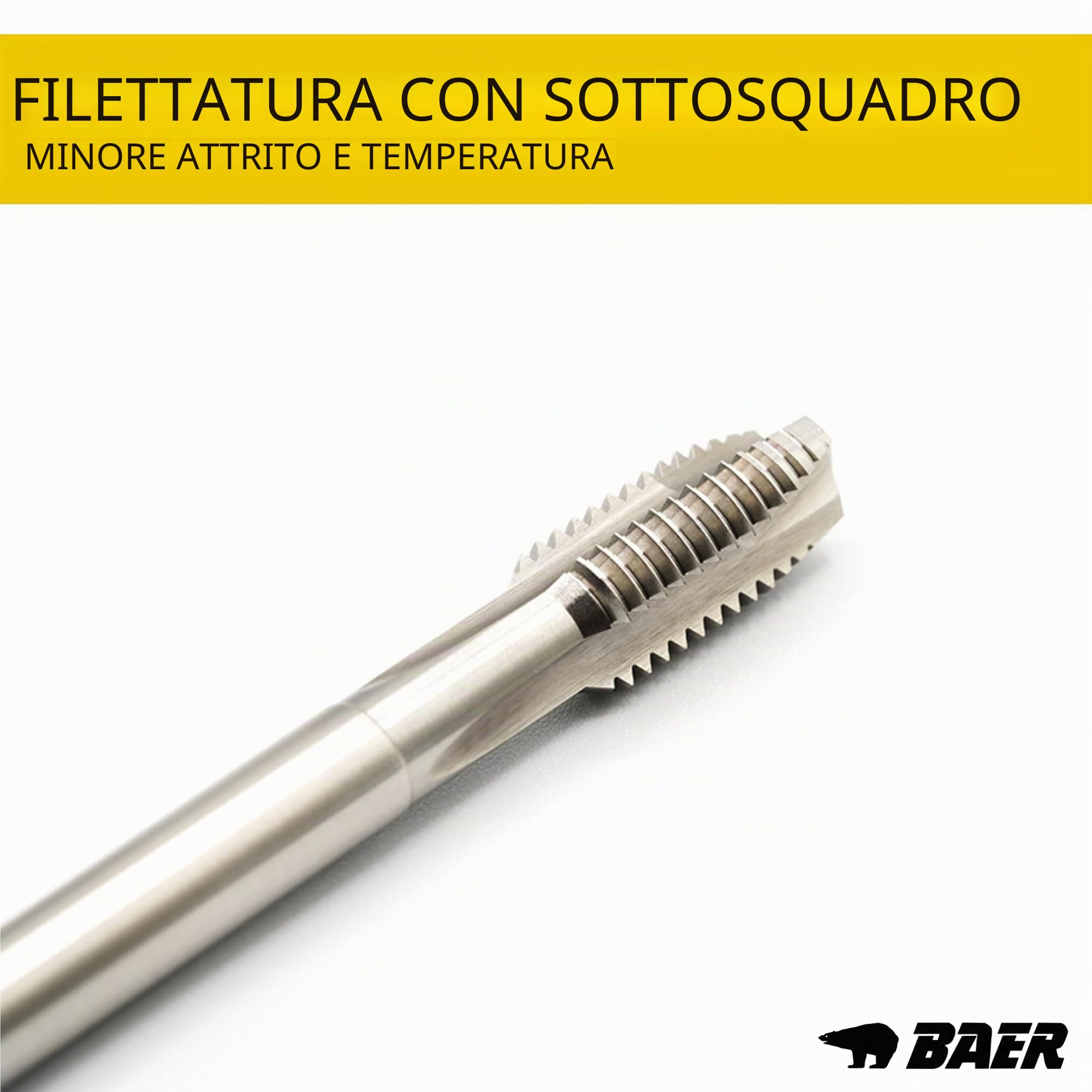BAER Set HSSG: punta per filettatura a macchina, foro passante, foratura centrale: M 3 – M 12 – Set di maschi filettati.