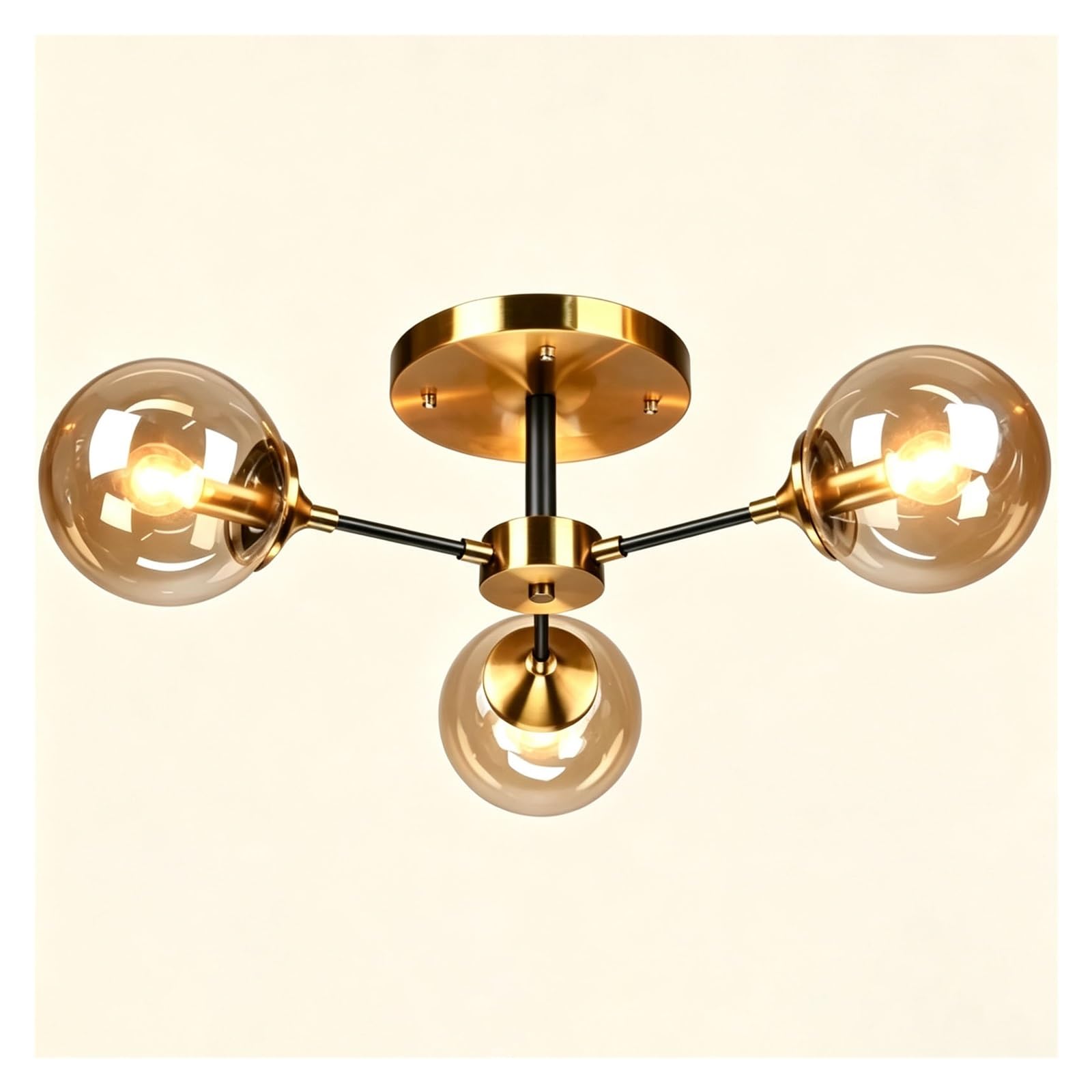 Luoyaob Amber Gold Ceiling Light Fixture 6 Light Globe Chandelier
