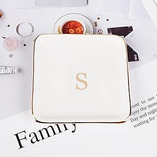 Ceramic Plates With Letter S, Milky White Kitchen Plates,Kitchen Dinnerware & Accessories For Wedding Gifts Souvenirs Housewarming Gifts Birthday Gift