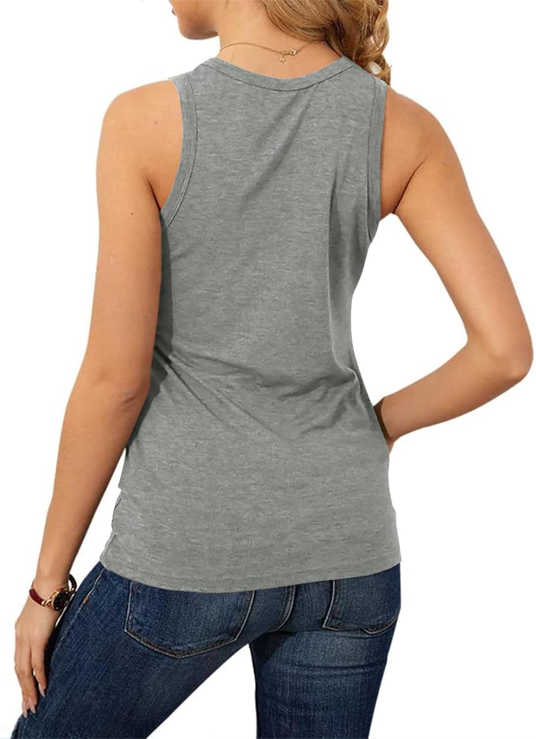 Langwyqu Women's Tank Tops Summer Basic Crewneck Sleeveless Casual Loose Fit Shirts Tees - Image 4