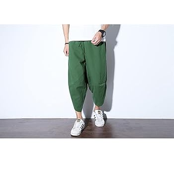 Amazon | サルエルパンツ 緑 メンズ カーゴパンツ ハーフパンツ