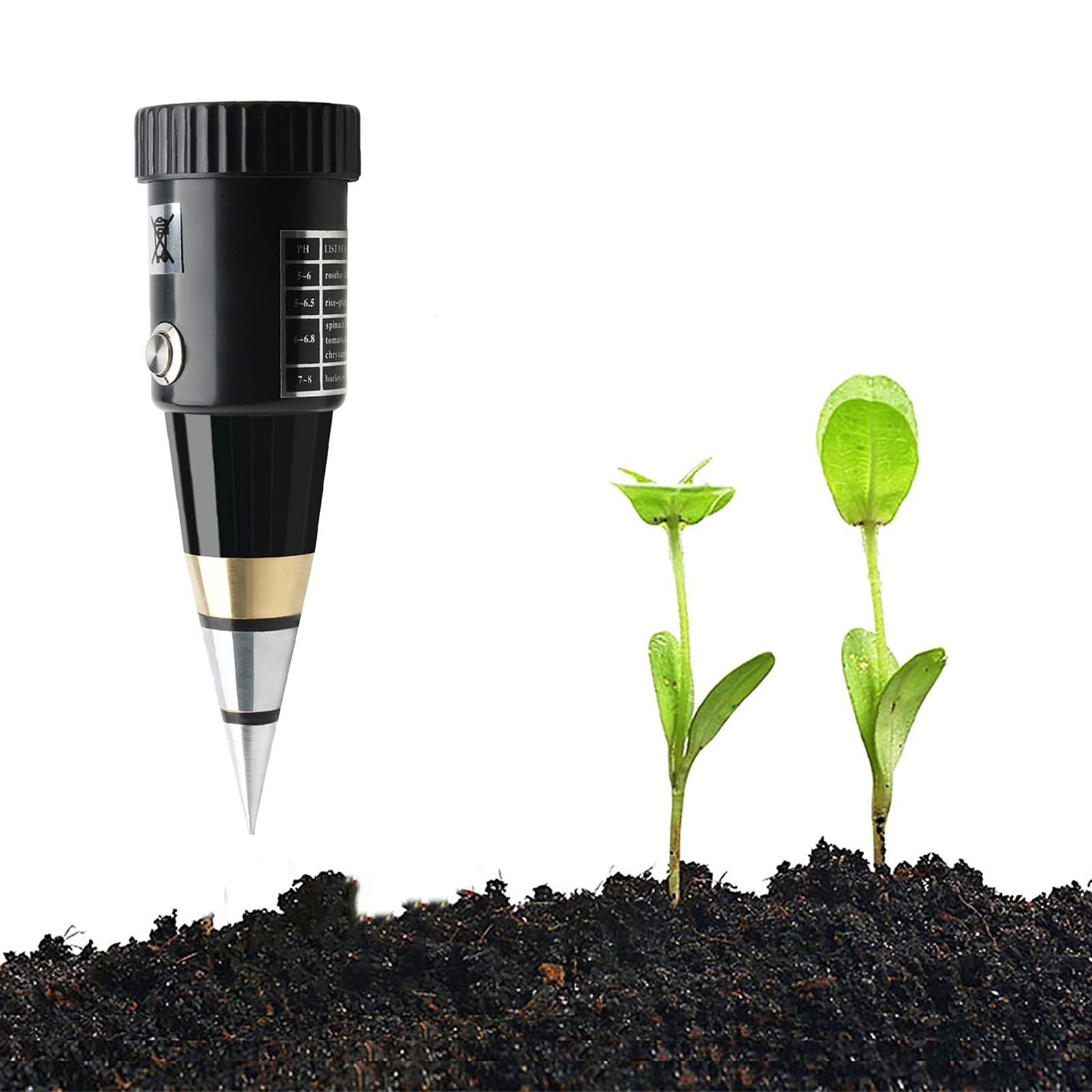 Medidor de Humedad del Suelo, portátil Instrumento de pH, Sensor de Humedad - No Necesita batería - Probadores de la Tierra para jardinería