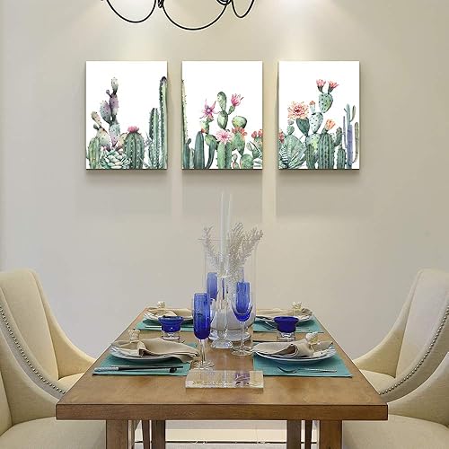 Miniatura 2 de Lienzo decorativo para pared de sala de estar, baño, decoración de pared para dormitorio, cocina, impresiones en lienzo de cactus suculentas verdes,