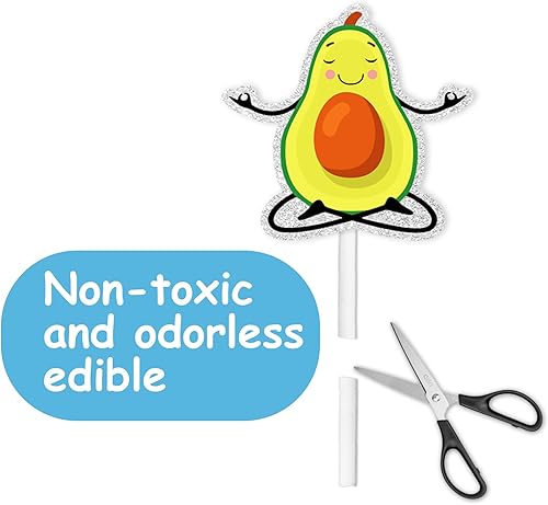 Miniatura 5 de 18 piezas de decoración de postre de guacamole con purpurina verde, decoración temática de danza de aguacate, suministros de decoración para baby