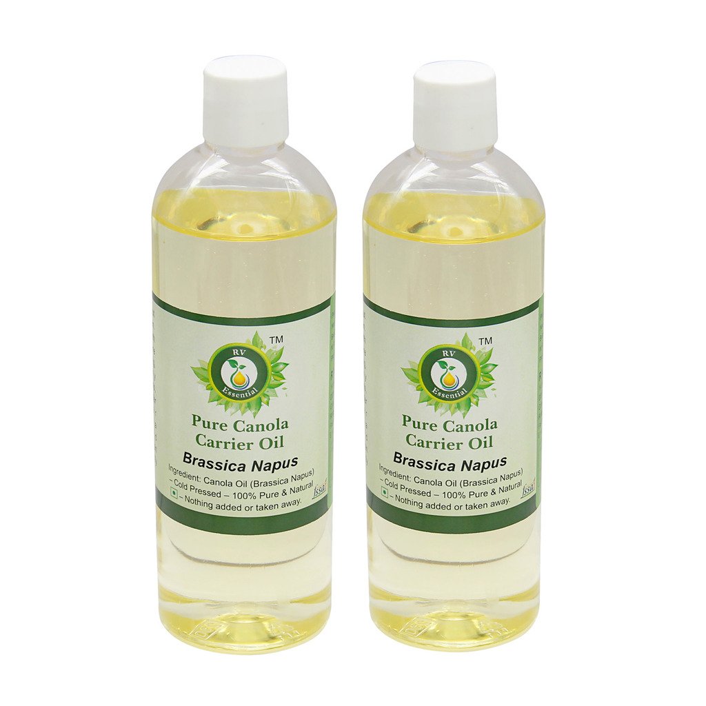 R V Essential 100% Pure and Natural Cold Pressed Brassica Napus Canola Carrier Oil- Pack of 2 (100ml, 100ml)