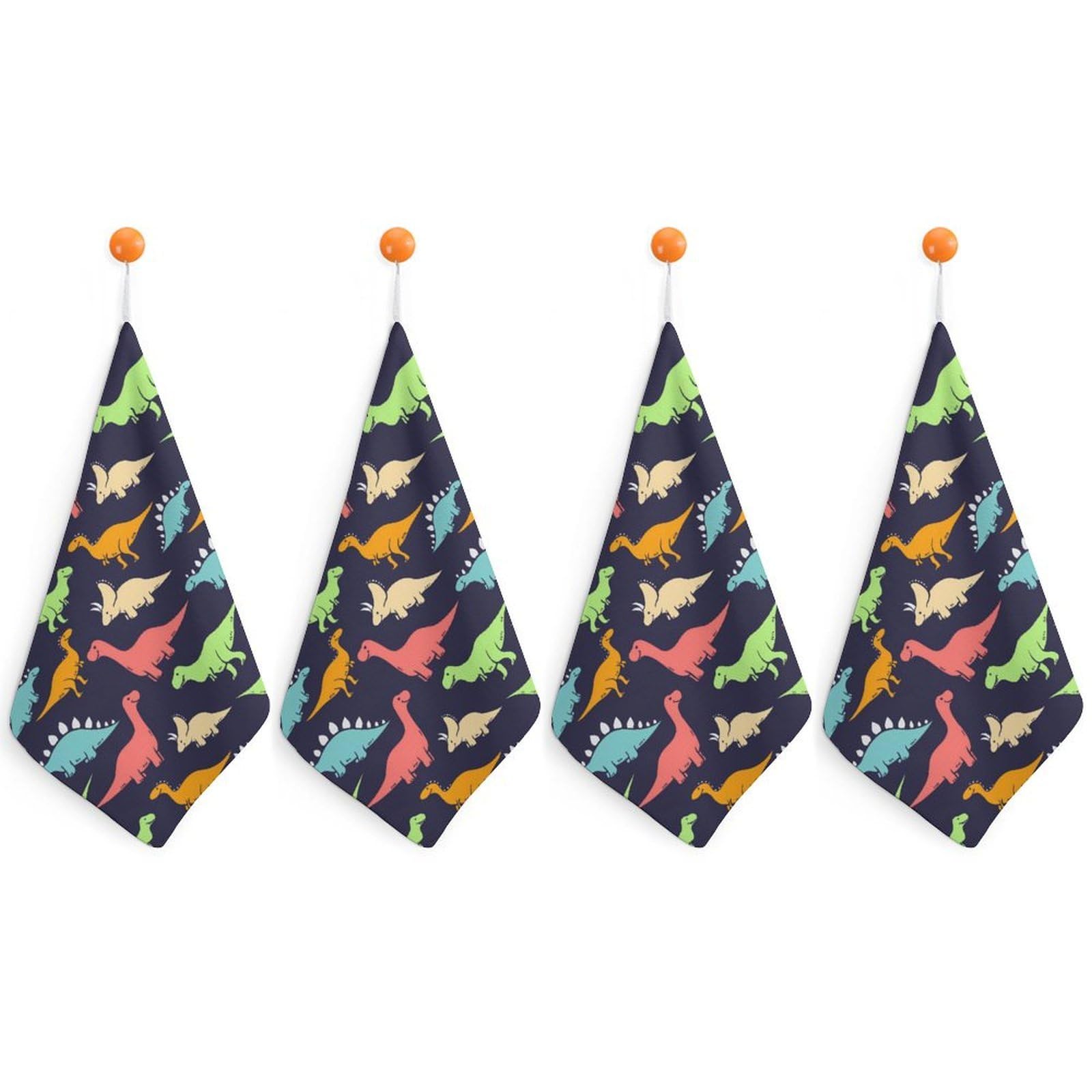 LEDFCVSU 4 Piece Hanging Hand Towels, Monster Dinosaur Small Dry Hand Towel for Kitchen Bathroom