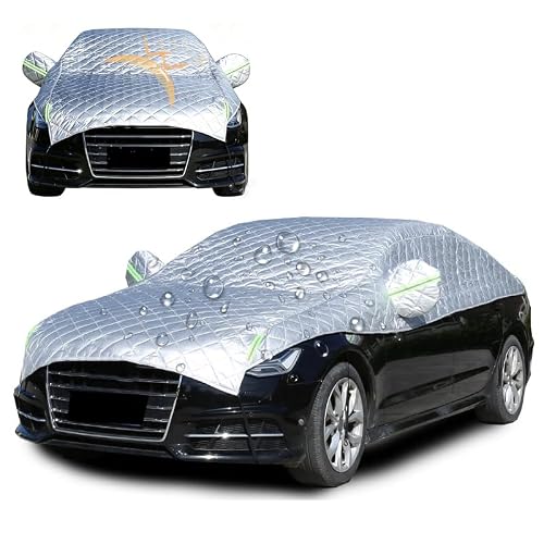 Copertura Auto Parziale Impermeabile con Protezione UV, Antipolvere, Tutte le Stagioni, Bande Riflettenti – SUV e Berline, Silver Gray, Taglia SUV