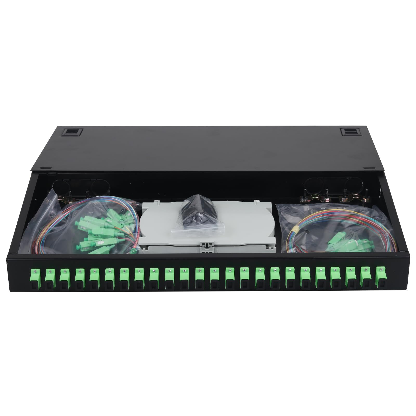 24 Port Splice Tray SC-APC Simplex 24 Port Rack Mount Enclosure - Fiber ...