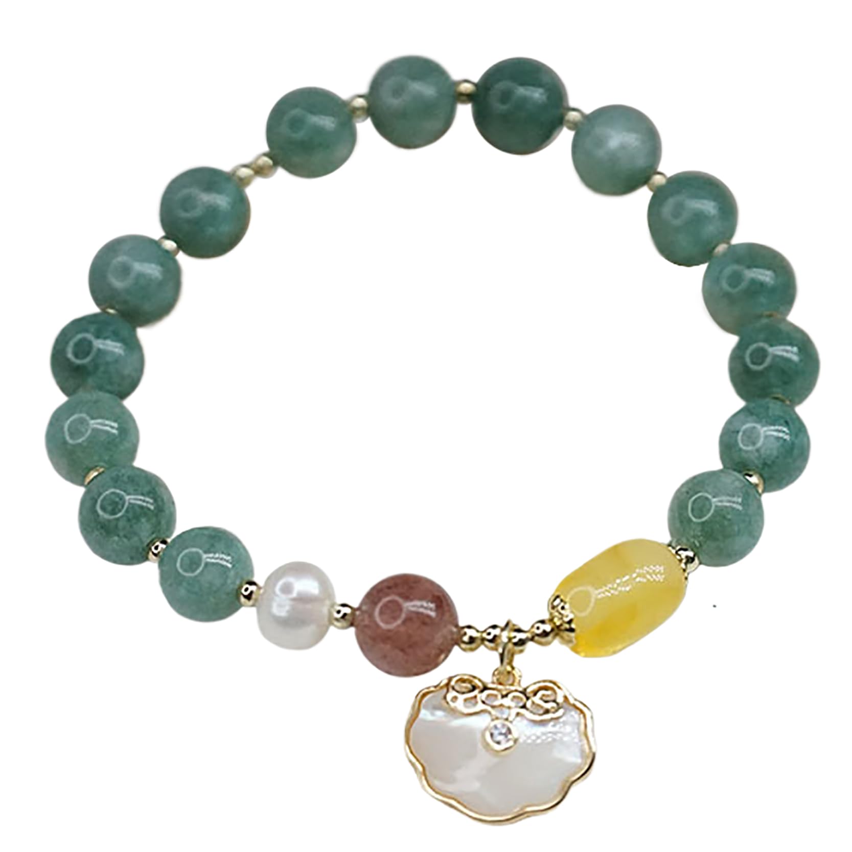 Bracciale Feng Shui, Bracciale Ricchezza Feng Shui Conchiglia Chiusura a Lunga Vita Bracciale Rigido in Giada con Perline Bracciale in Chakra Amuleto di Giada Verde per prosperità Longevità Buona