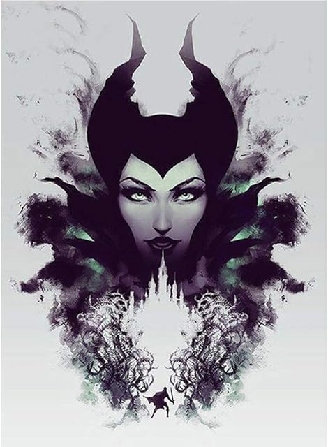 MXJSUA DIY 5D Diamond Painting Kits for Adults Maleficent Fassen Round Full Drill Halloween Diamond Art Kits for Kids Gem Art Painting Craft Canvas Diamond Art for Home Wall Art Decor 30X40cm