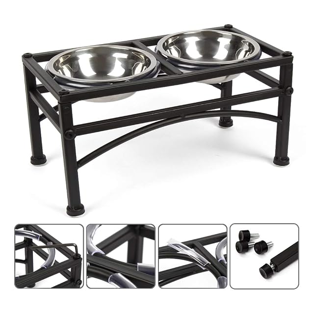 Foto 2 de 8 de Funkeen Cuenco elevado para perros y mascotas, doble acero inoxidable