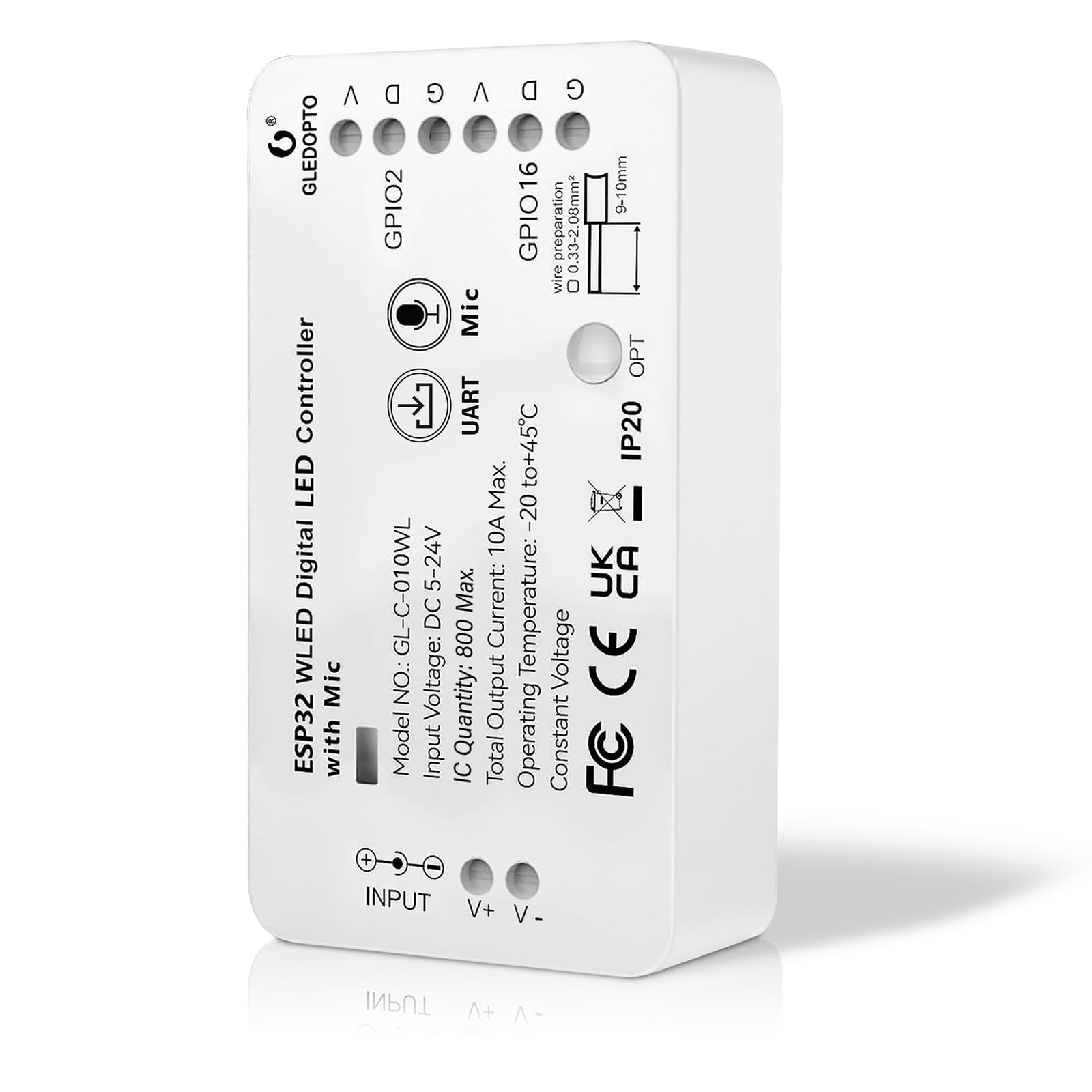 Wled ESP32 WLED Digital Strip Light Controller with MIC Function GL-C-010WL-D Réglable Band with Micro Télécharger WS2811 2812B 2813 2815/GS8208/SM16703P SK6812/TM1814