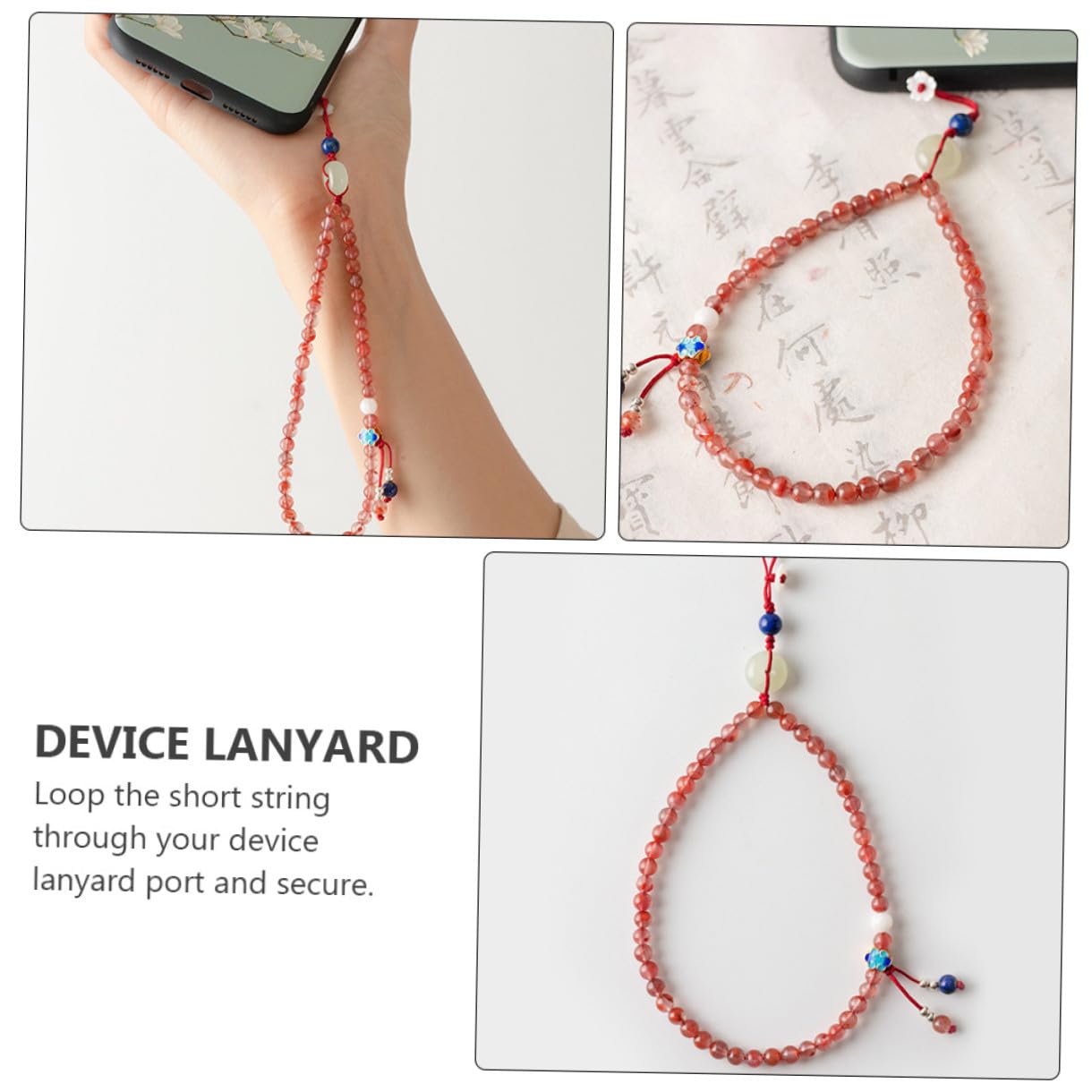 COLLBATH Cordino per Telefono in Plastico Rosso Design Staccabile, Laccio da Polso Corto per Cellulare e Fotocamera, Accessorio Pratico per Mantenere gli Oggetti al Sicuro