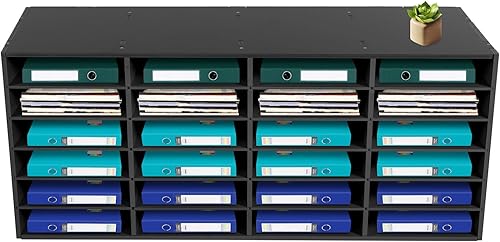 Organizador clasificador de correo, buzón de correo de 24 compartimentos para aula, organizador de archivos de escritorio con estantes ajustables,