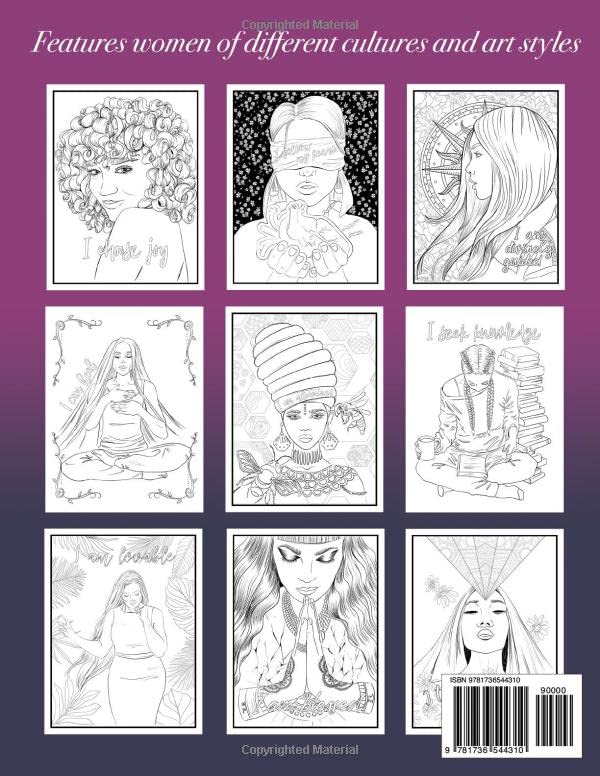 Personal Power Coloring Book Vol 1: 20 Empowering Women Portraits for Adults and Teen Girls, Featuring Hairstyles and Inspirational Positive ... Stress Relief (Woman Portrait Coloring Books) - Image 2