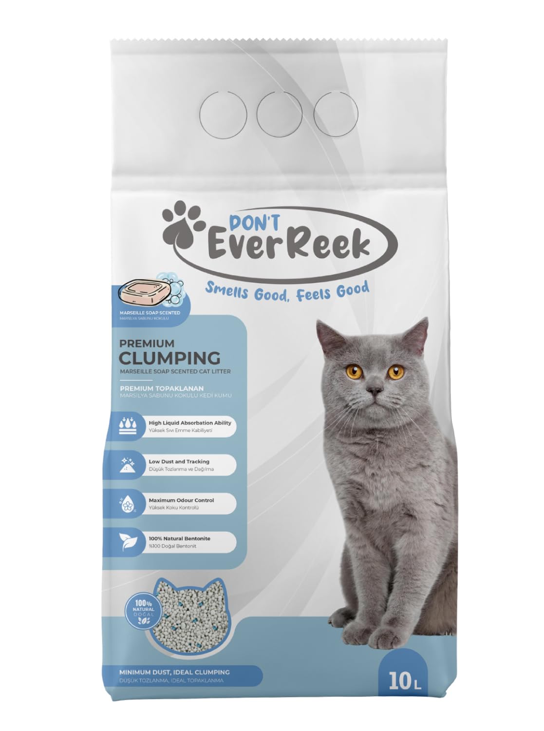 Ever Reek Kedi Kumu (10 Litre, Marsilya Sabunu Kokulu)