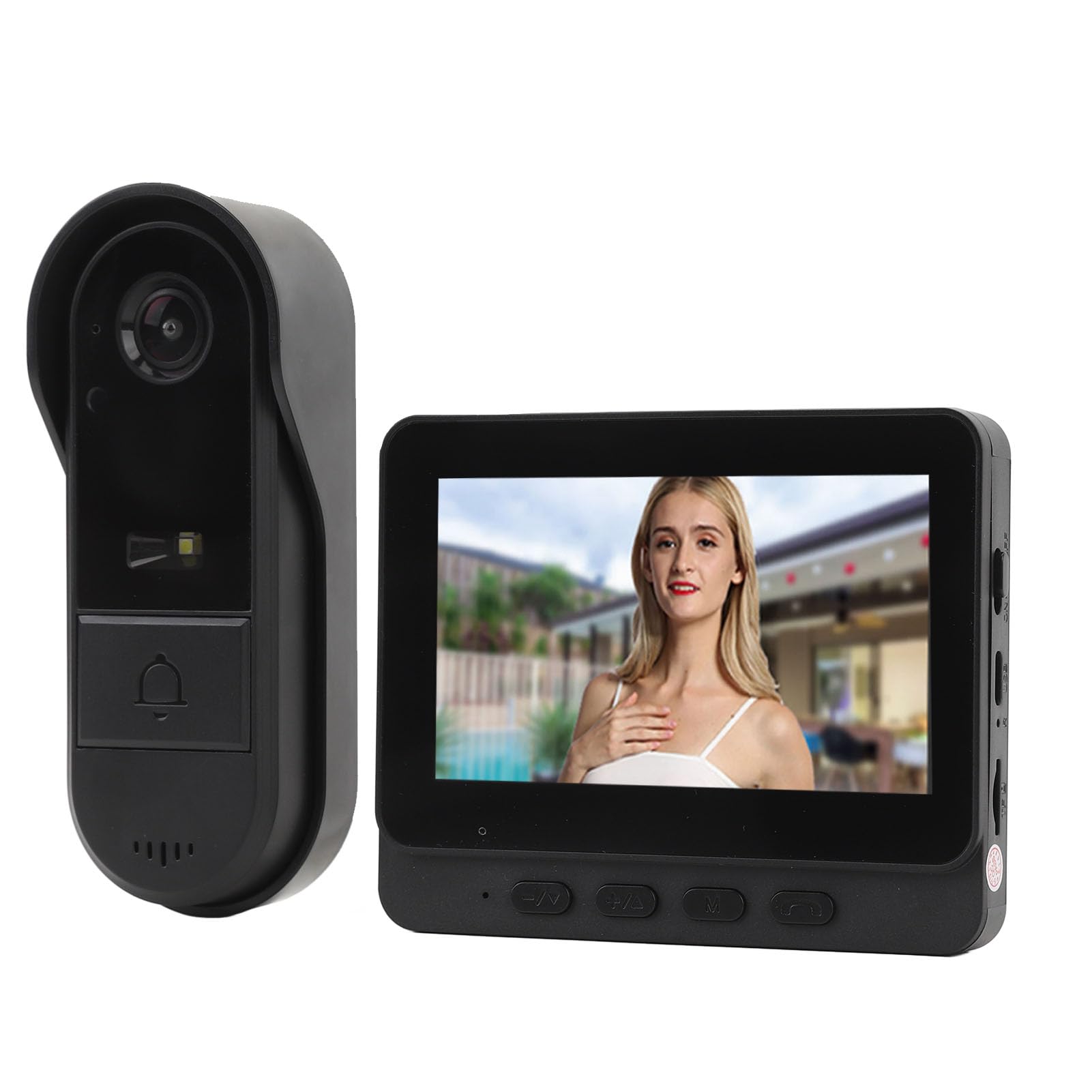 Tbest de Portero Automático con Vídeo Inalámbrico, Cámara 1080P, Pantalla de 4,3 Pulgadas, Resistente Al Agua para la Seguridad del Hogar