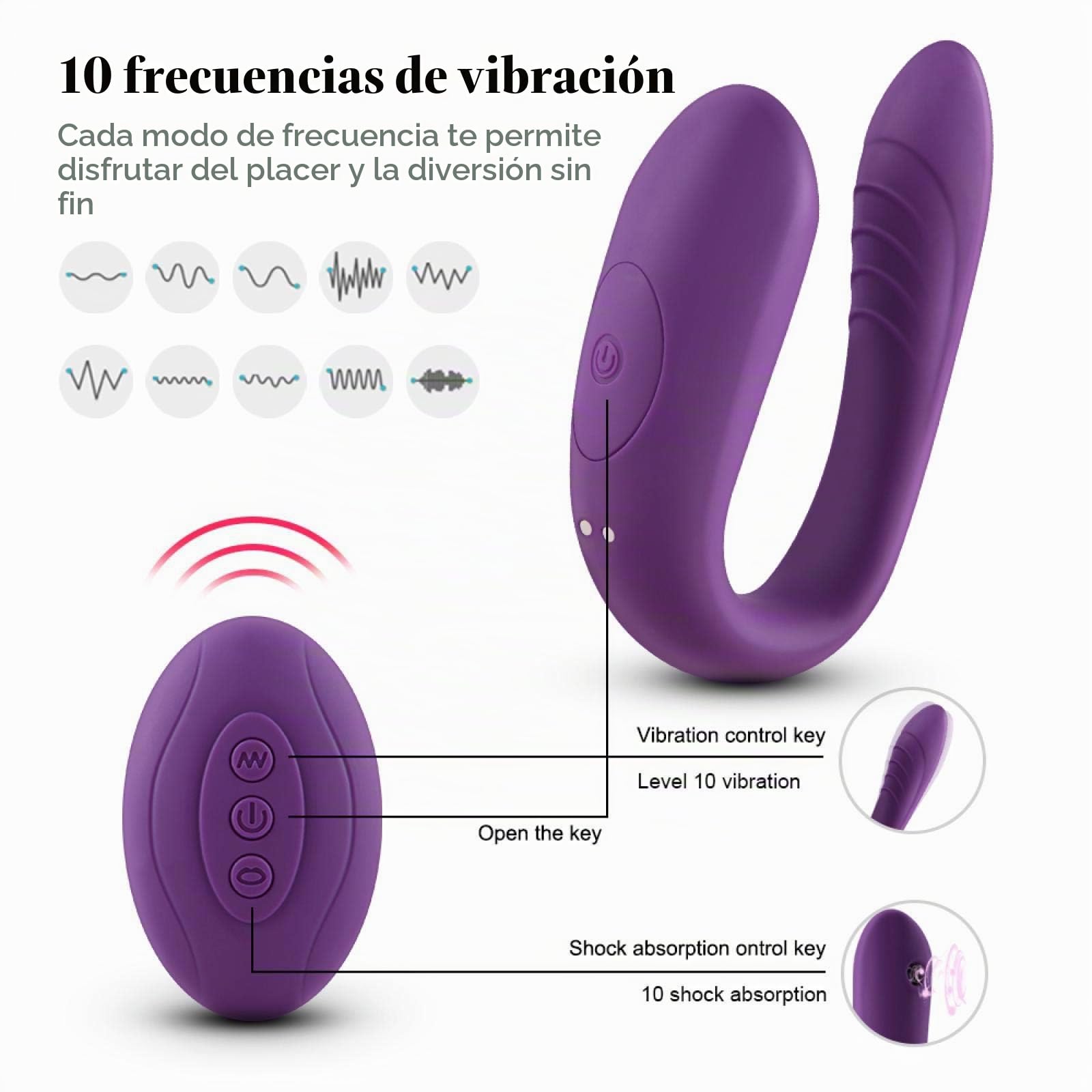 Vibrador de succión Vaginal en Forma de U, estimulador del clítoris Femenino de 10 velocidades, testículo de Silicona con Control Remoto, 100% Impermeable, Juguete de masturbación silencioso