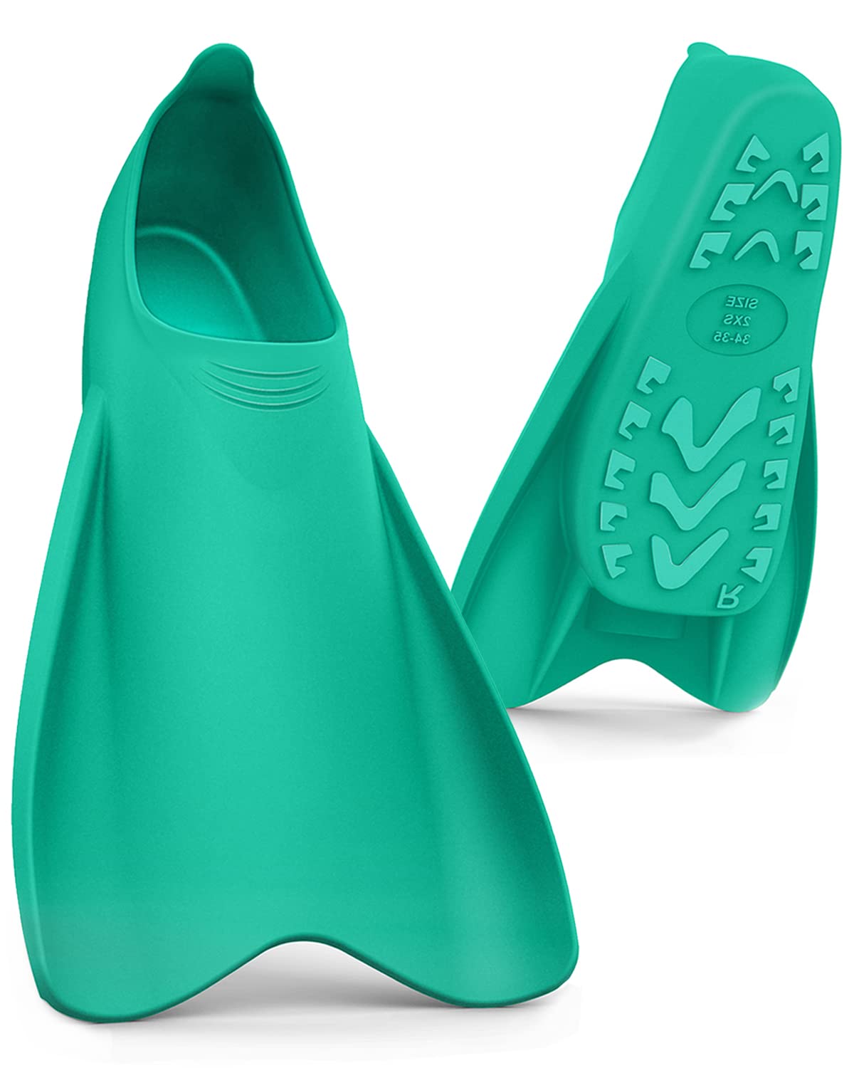 Photo 1 of WSTOO Swimming Fins,Swimming Training Fins Short Blade Flippers Build Leg Strength,Silicone Swimming Flippers for Adults and Kids Green 2X-Small(US Kid 4Y-5Y)