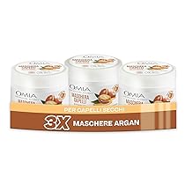 Omia, Maschera Capelli Eco Bio con Olio di Argan del Marocco per Capelli Secchi, Maschera per Lavaggi Frequenti, Spenti e Fragili, Ristrutturante e Lisciante, Senza Siliconi e SLES, 3 Flaconi da 250ml