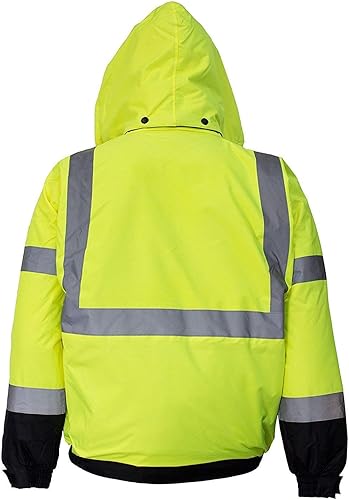 Miniatura 2 de New York Hi-Viz Workwear WJ901112 - Chaqueta de seguridad para hombre, ANSI Clase 3 de alta visibilidad, impermeable