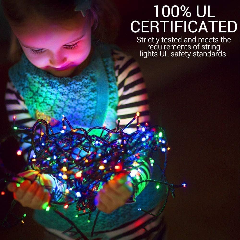 1000LED 100M Luci Natale Esterno, Stringa Luci Colorate 8 Modalità | Catena Luminosa Decorative IP44 Impermeabile per Albero Natale Giardino Interno Camere Letto Festa, Filo Verde