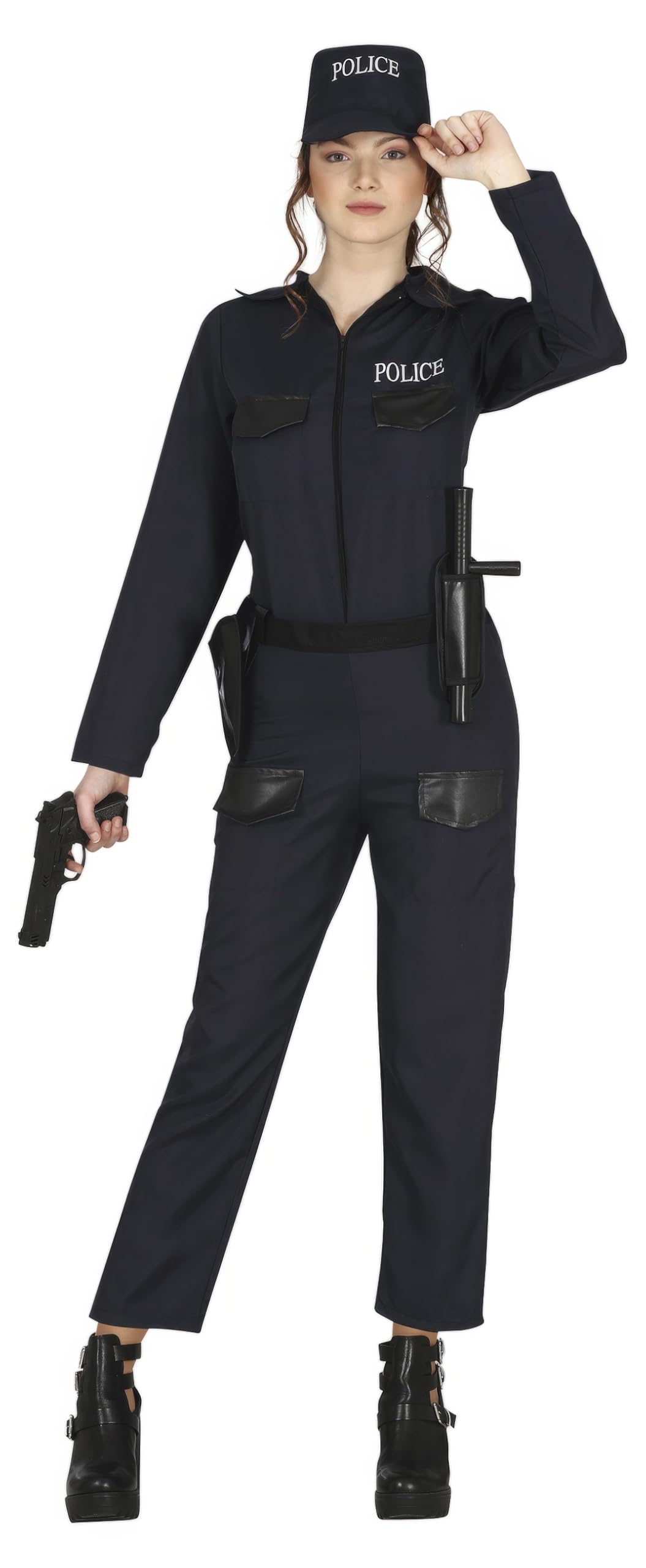 FIESTAS GUIRCA Police Girl Fancy Dress Costume - Blue Uniform and Police Hat for Teenagers 14-16 Years