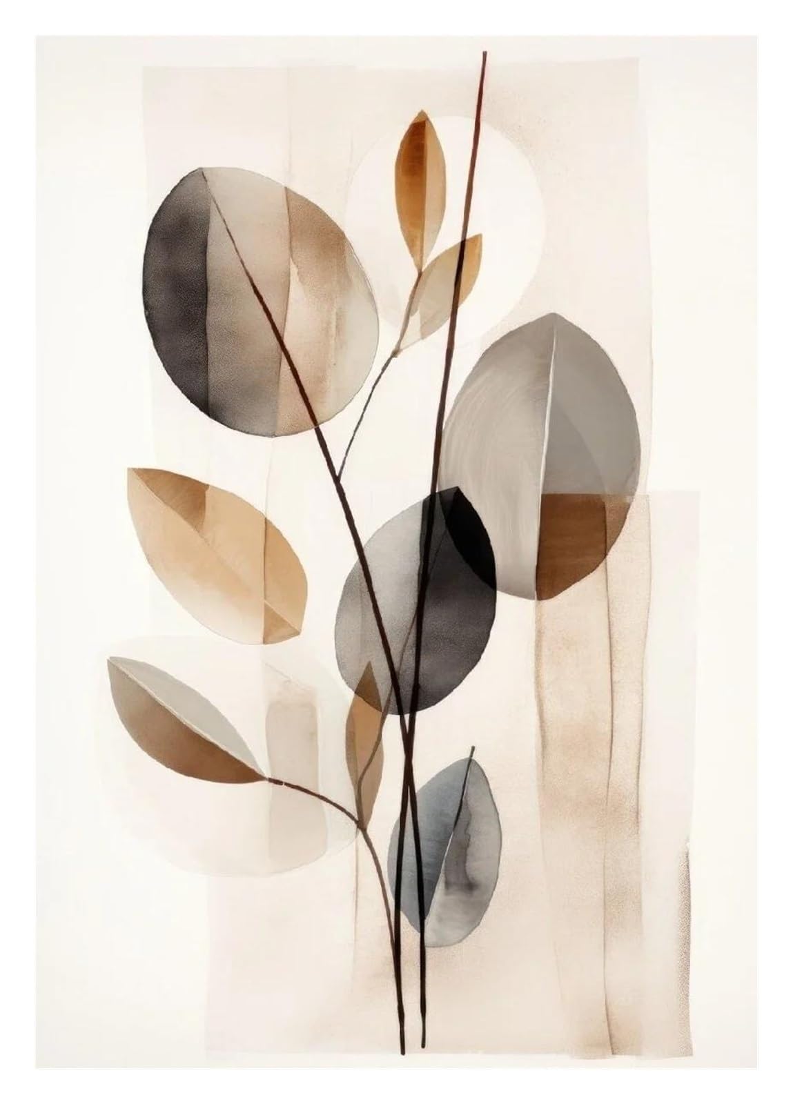 Affiche Abstraite de Plantes et Fleurs Boho 40x60cm pour Décoration Murale Moderne
