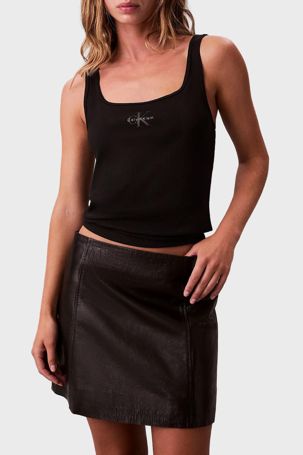 Calvin Klein MONOLOGO SCOOP NK RIB TANK TOP Tişört Kadın