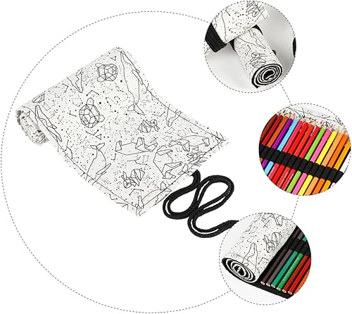 Miniatura 9 de COHEALI 1pc 72 Constellation Pencil Roller Bag Organizador de lona enrollable Estuche de lápices enrollable Soporte para lápices con cremallera