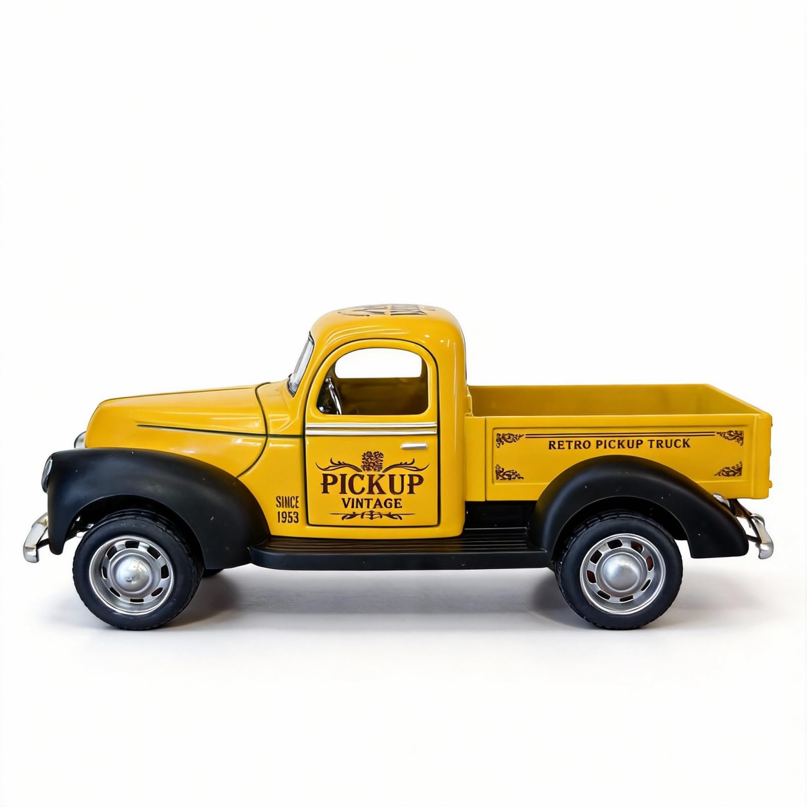 Mounteps Alloy Die Cast Pickup Truck Model Toy Car, Car Model with Realistic Details, Diecast Educational Toy & Home Office Desk Decoration (Yellow, Car Model)