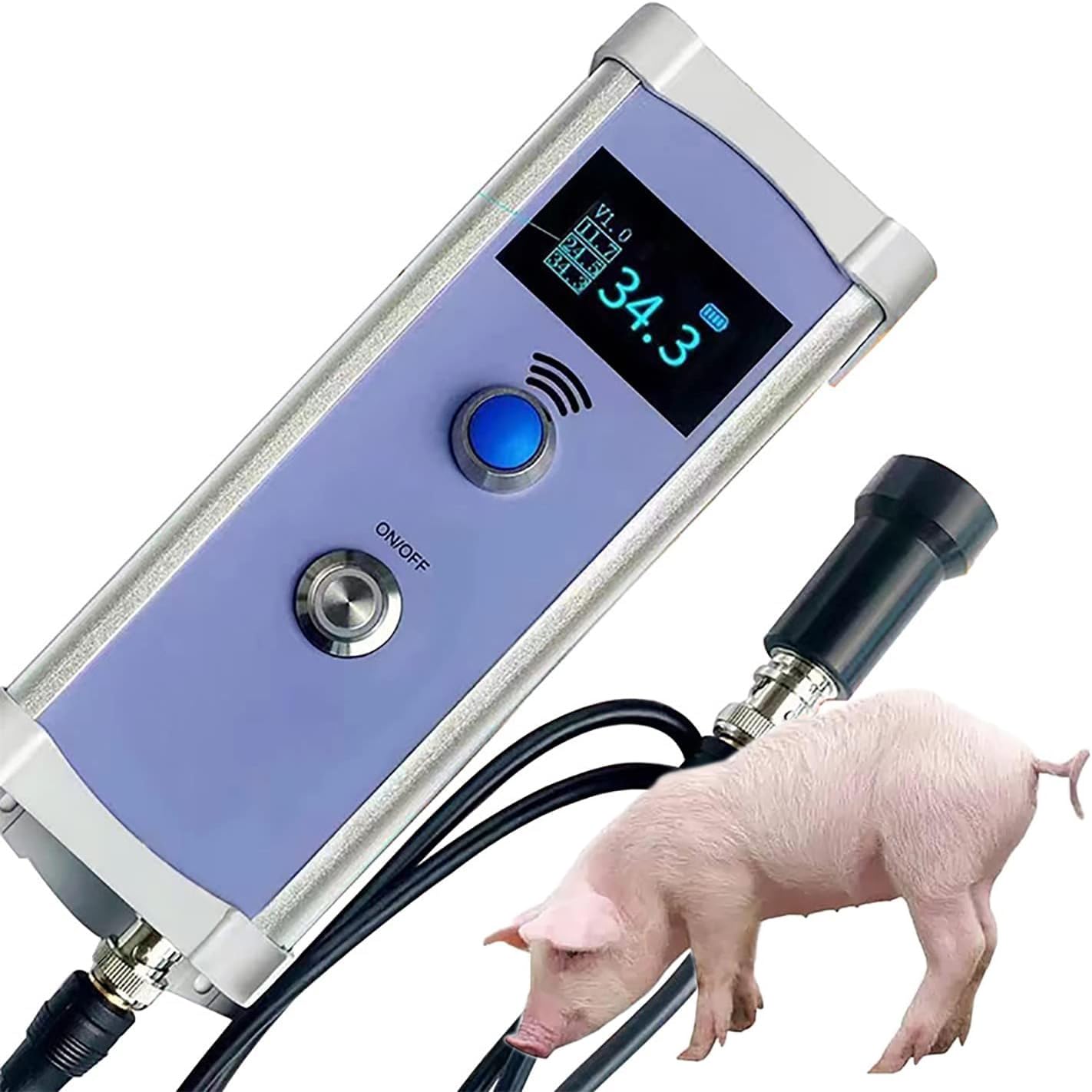 Analizator tkanki tłuszczowej dla świń, zakres pomiarowy 4-40 mm, przenośny tester grubości tkanki chlewnej, bezpieczny i nieinwazyjny, wyświetlacz LCD 1,3 cala, do gospodarstw rolnych