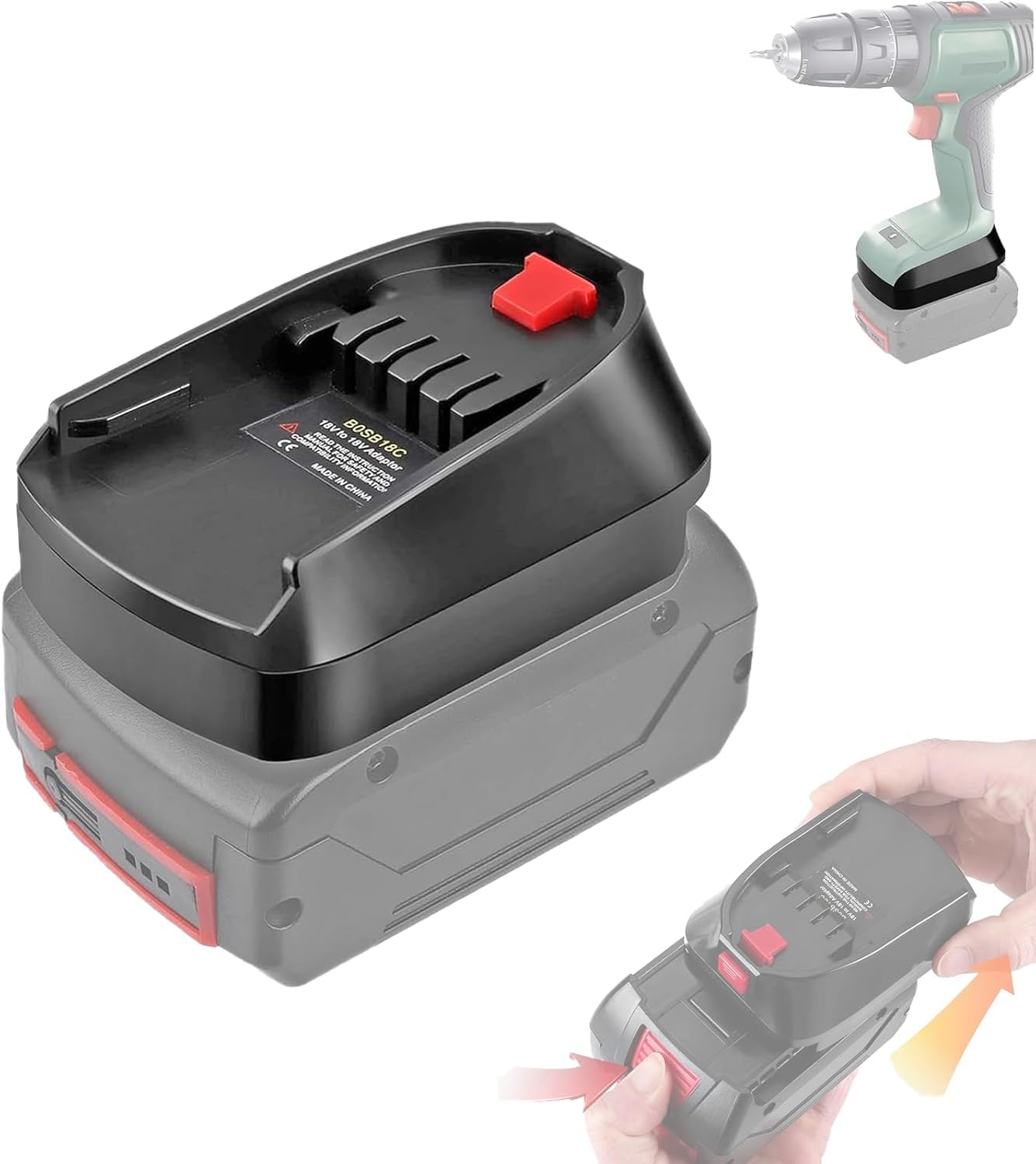 Adapter für Bosch Professional 18V Batterie, BOSB18C Batterieadapter für Bosch Professional 18V (Blau) Akku BAT619 BAT620 zu für Bosch Haus und Garten (Grün) Elektrowerkzeuge (GBA auf PBA)