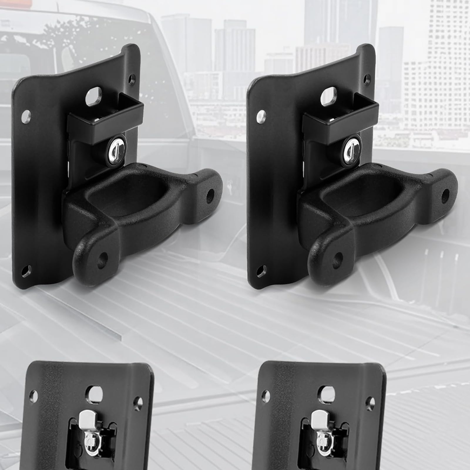 Amarres de acero con cerradura para camiones F350 2015-2025, 4 anclajes y soportes, kits de fácil instalación, anclajes de amarre de carga
