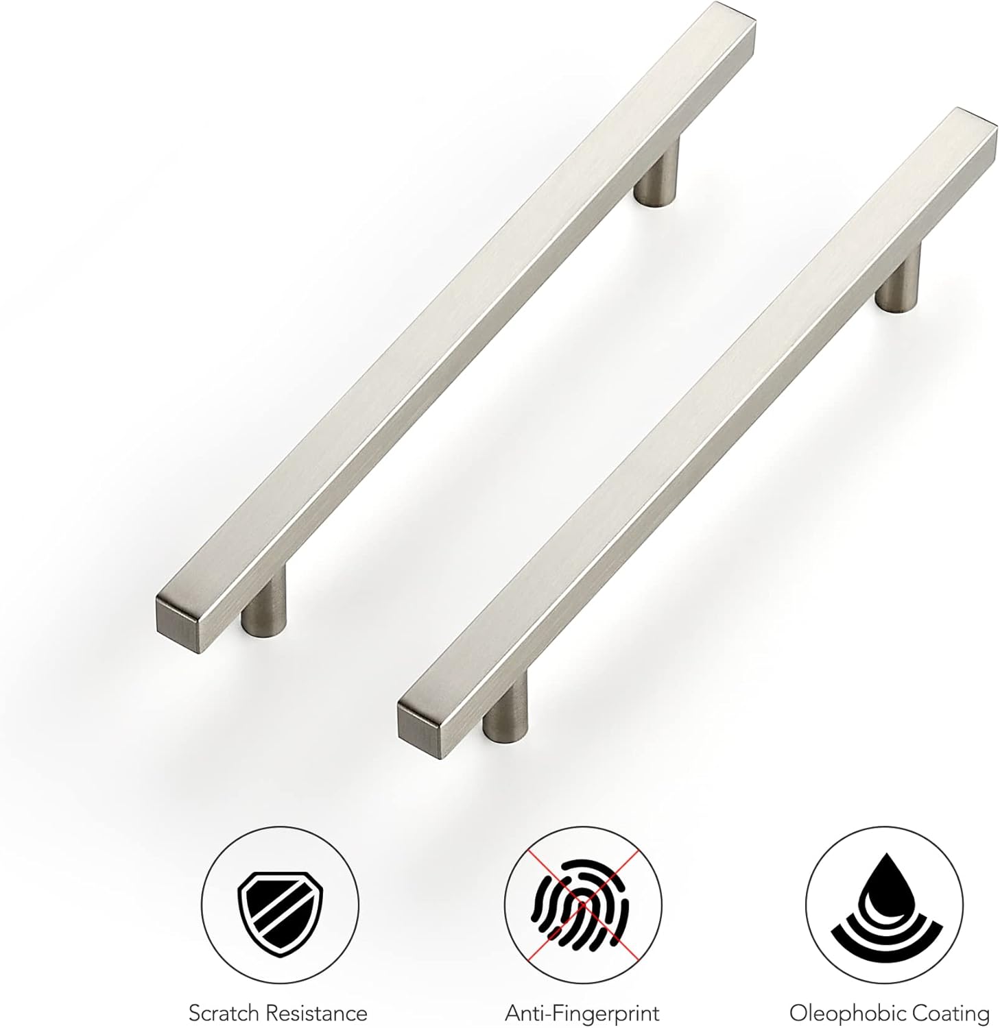 Ravinte 10 Pack 8-13/16" Square Cabinet Pulls Brushed Nickel Stainless Steel Kitchen Cupboard Dresser Handles Cabinet Handles 8-13/16" Length, 6-1/4" Hole Center