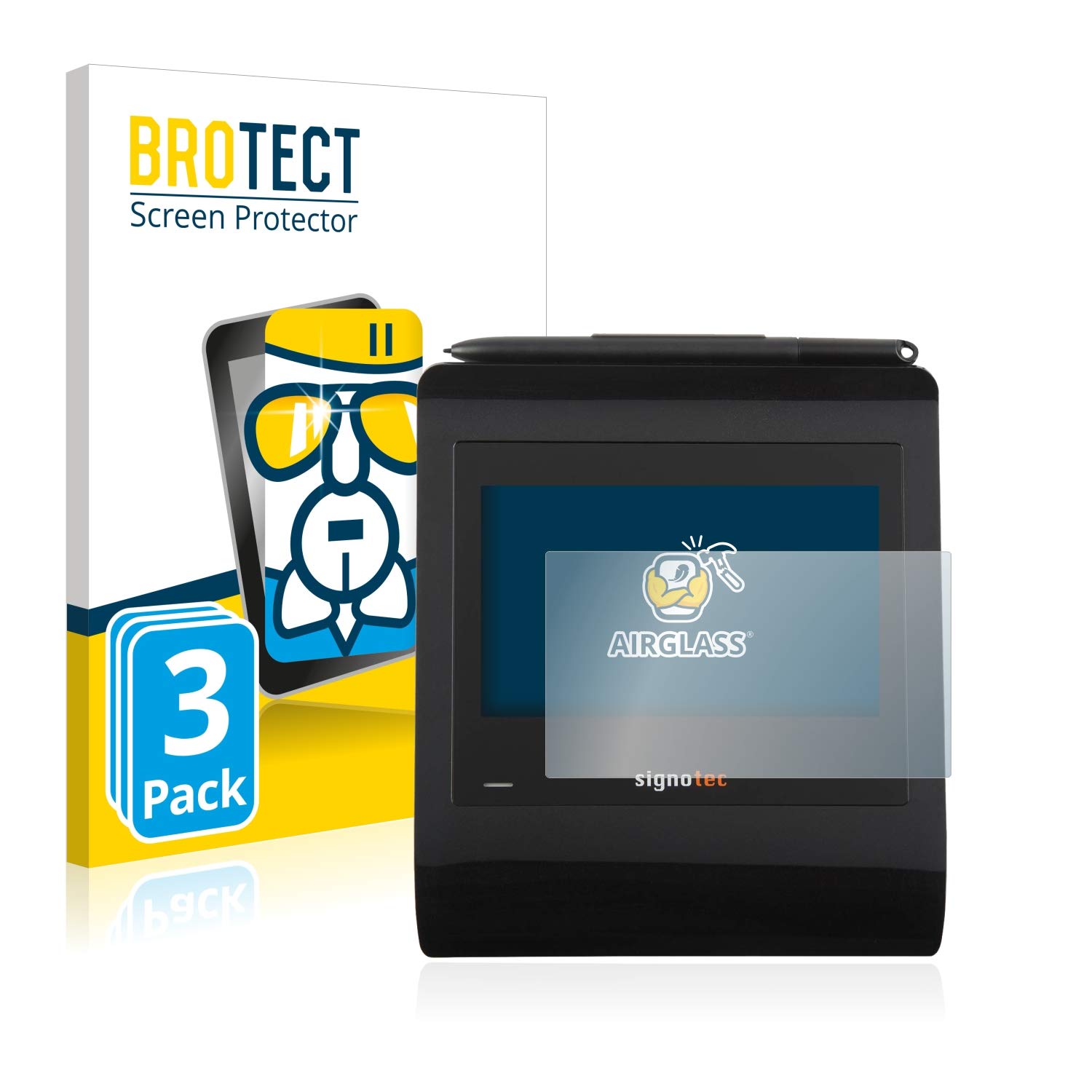brotect Glass Screen Protector Film compatible with Signotec Signature Pad Gamma (3 Pack) - Glass-Foil 9H Protection [Scratch Resistant, High Clarity]