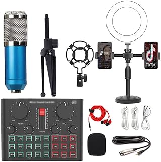 PQZKLDP BM 800 Professional Audio V8 Sound Card Set, Podcast Microphone Audio Mixer Kit and Live Sound Card, for PC/Laptop/Phone/Pad, Microphone for Streaming/Podcasting/Recording
