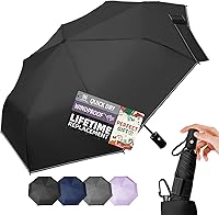 Vista 1 de Paraguas compacto de viaje resistente al viento, 43 pulgadas de aperturacierre automático, paraguas plegable de secado rápido para lluvia, ligero